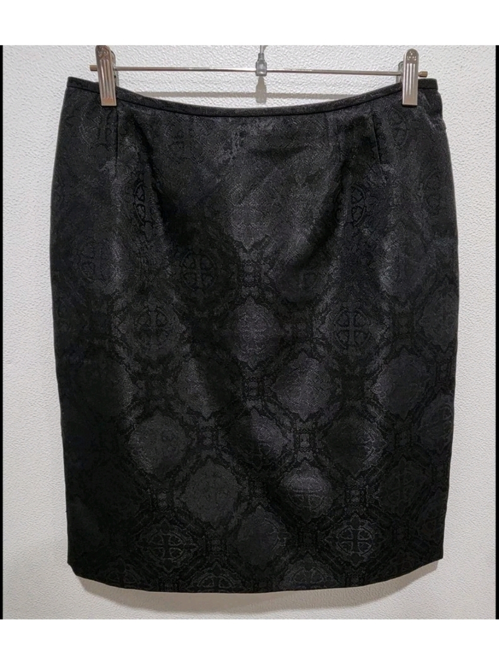 Le Suit Petite Pencil Skirt Size 12P Black Lined Back Zip Goth Witchy